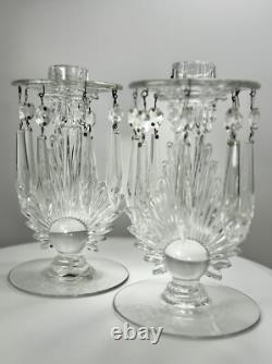EUC Matching Sunburst Crystal Glass Candle Holders Candlestick Holders