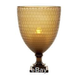 Eichholtz Merricks Amber Hand Cut Honeycomb Hurricane Glass Candle Holder/Vase