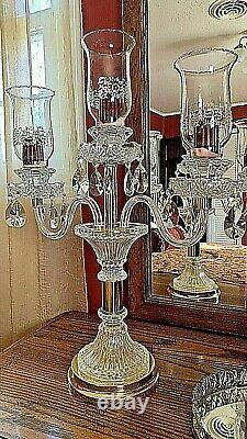 Elegant 3-arm Crystal Candelabra Taper Candlestick Candle Holder With Prisms