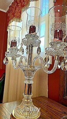 Elegant 3-arm Crystal Candelabra Taper Candlestick Candle Holder With Prisms