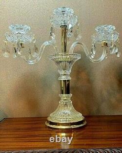 Elegant 3-arm Crystal Candelabra Taper Candlestick Candle Holder With Prisms