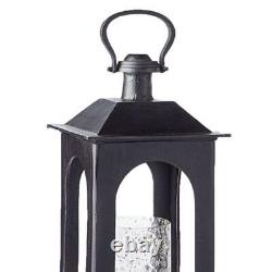 Elegant Classic Black Pillar Candle Holder Lantern Seeded Glass Hurricane