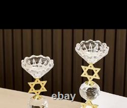 Elegant Crystal Candlestick 2 Pcs set Polished surface FREE FAST SHIPPING