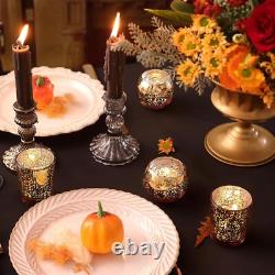 Elegant Mercury Glass Gold Candle Holders Set 72pcs for Stunning Centerpieces