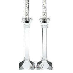 Elegant and Modern Crystal Candle Holder Charleston Pair Candlesticks, 10 Inches