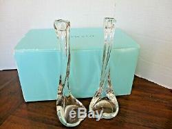 Elsa Peretti for Tiffany BONE 9.5 CANDLESTICKS Crystal Clear SIGNED Rare Pair