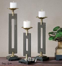 Everly Bronze Candleholders S/3