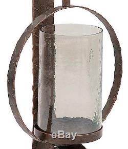 Exquisite 3-Foot Oversized Rustic Metal Chain & Glass Candle Holder Wall Sconce