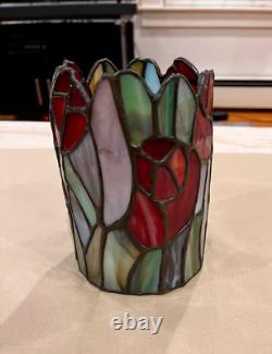 Exquisite MEYDA Vintage 90s Tiffany STYLE Tulips Glass Tealight Votive Holder
