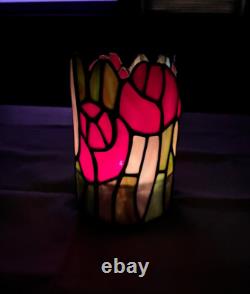 Exquisite MEYDA Vintage 90s Tiffany STYLE Tulips Glass Tealight Votive Holder