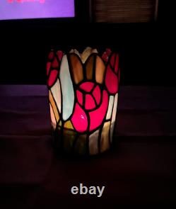 Exquisite MEYDA Vintage 90s Tiffany STYLE Tulips Glass Tealight Votive Holder