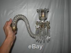 Exquisite PAIR Antique Crystal S-Swivel Arm Wall SconcesPrismsCandle Holders