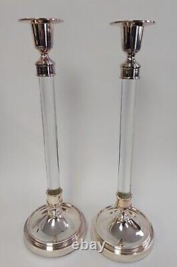 Exquisite Pair Restoration Hardware Candle Holders Retired Line Rose Silverplate