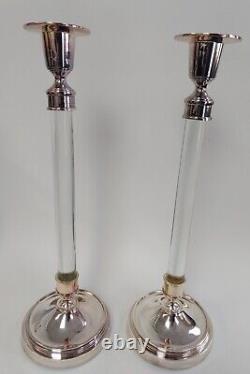 Exquisite Pair Restoration Hardware Candle Holders Retired Line Rose Silverplate