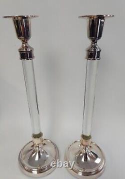 Exquisite Pair Restoration Hardware Candle Holders Retired Line Rose Silverplate