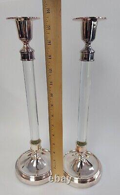 Exquisite Pair Restoration Hardware Candle Holders Retired Line Rose Silverplate