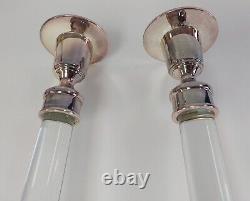 Exquisite Pair Restoration Hardware Candle Holders Retired Line Rose Silverplate