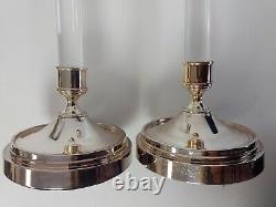 Exquisite Pair Restoration Hardware Candle Holders Retired Line Rose Silverplate