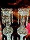 Fabulous Vintage German Crystal Cut Glass Candle Holders W Cut Spear Crystals