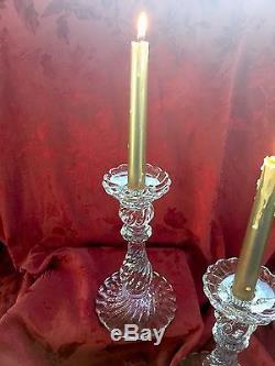 FLAWLESS Exquisite BACCARAT Crystal BAMBOUS Pair CANDLESTICKS CANDLE HOLDERS