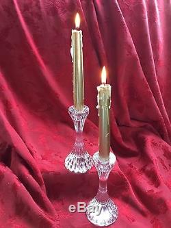 FLAWLESS Exquisite BACCARAT France 2 MASSENA Crystal CANDLESTICK CANDLE HOLDERS