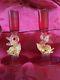 Flawless Exquisite Murano Italy Crystal Koi Fish Two Candlesticks Candle Holders