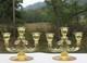 Fostoria Yellowithtopaz Elegant Glass (3) Lite Pair Of Candle Holders