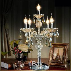 Fabric shade glass table lamp wedding led desk Candlestick candle holder light