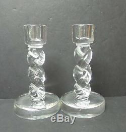 Fabulous Pair Vintage Steuben Crystal Mid-century 8 Rope Twist Candlesticks