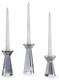 Facets Smoke Hand-cut Crystal Glass Candleholder In Gift Box, Set Of 3