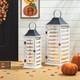 Farmhouse Wood Metal Candle Lanterns Tall Vintage Decorative Candle Holders S