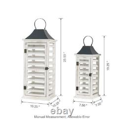 Farmhouse Wood Metal Candle Lanterns Tall Vintage Decorative Candle Holders S