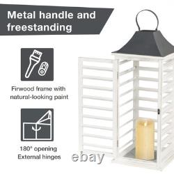 Farmhouse Wood Metal Candle Lanterns Tall Vintage Decorative Candle Holders S