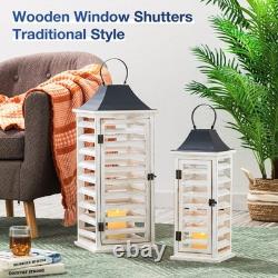 Farmhouse Wood Metal Candle Lanterns Tall Vintage Decorative Candle Holders S