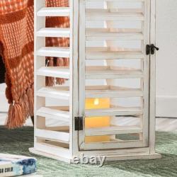 Farmhouse Wood Metal Candle Lanterns Tall Vintage Decorative Candle Holders S