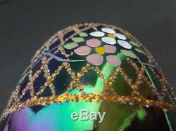 Fenton Amethyst Carnival Glass Gold Trim 3 Piece Fairy Lamp Signed D Cutshaw
