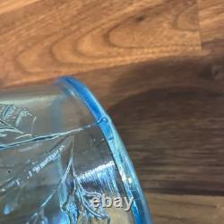 Fenton Aqua Blue Fairy Lamp Holly Pattern Votive Candle Holder HTF Vintage