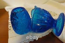 Fenton Art Glass Blue Pineapple Fairy Lamp Vintage Pre 1980 Candle Holder Votive