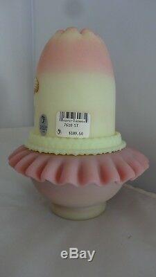 Fenton Art Glass HP Butterfly Pink Burmese Fairy Light Lamp 7610ST