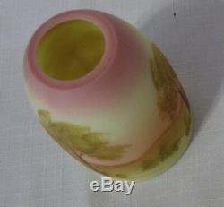 Fenton Burmese (Custard Glass) Handpainted Candle Holder and Vase