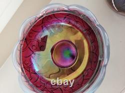 Fenton Carnival Glass Lily of Valley Fairy Lamp Candle Holder Iridescent Purple