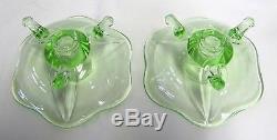 Fenton Emerald Green Nymph, Diamond Optic Dolphin Bowl, Six Petal Candle Holders