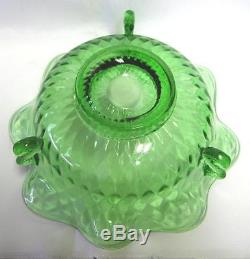 Fenton Emerald Green Nymph, Diamond Optic Dolphin Bowl, Six Petal Candle Holders