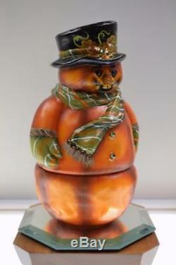 Fenton Fairy Light SNOWMAN Opal Satin JACK-O-FROSTY OOAK FREEusaSHIP