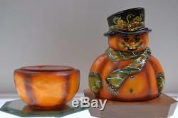 Fenton Fairy Light SNOWMAN Opal Satin JACK-O-FROSTY OOAK FREEusaSHIP