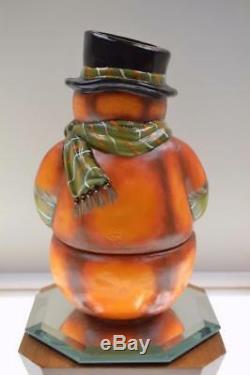 Fenton Fairy Light SNOWMAN Opal Satin JACK-O-FROSTY OOAK FREEusaSHIP