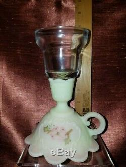Fenton Hand Painted Burmese Candle Lamp Hand Painted C Smith