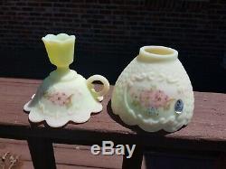 Fenton Hand Painted Burmese Candle Lamp Hand Painted C Smith