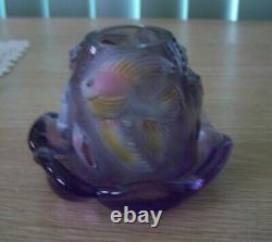 Fenton Koi Fish Fairy Lamp 2001-2002 Violet Votive Candle Holder Excellent