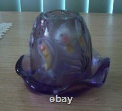 Fenton Koi Fish Fairy Lamp 2001-2002 Violet Votive Candle Holder Excellent